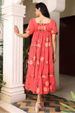 Hot Tiered Hand Painted Flared Cotton Dress