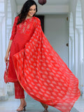 Blush Red Embroidery Suit Set