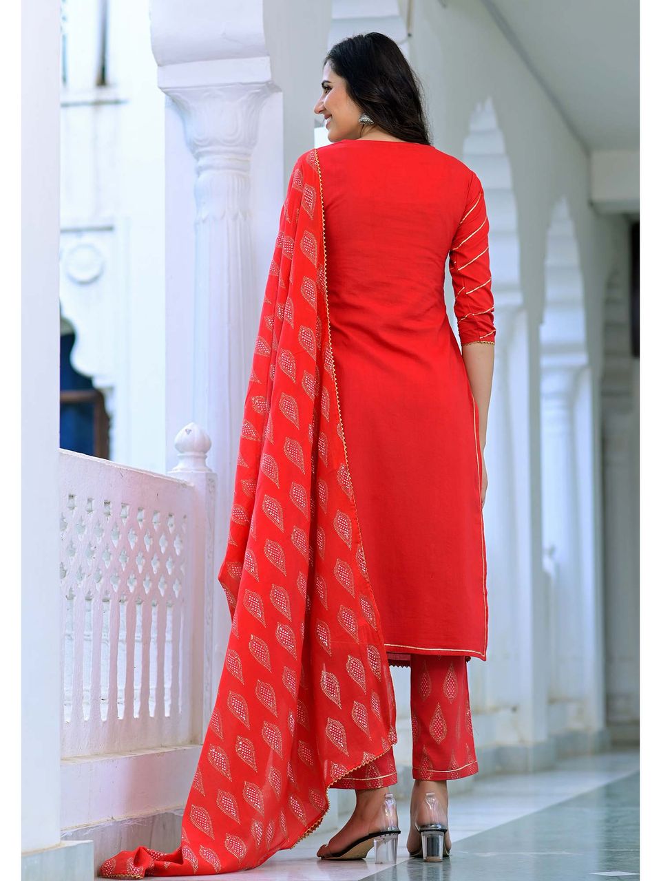 Blush Red Embroidery Suit Set