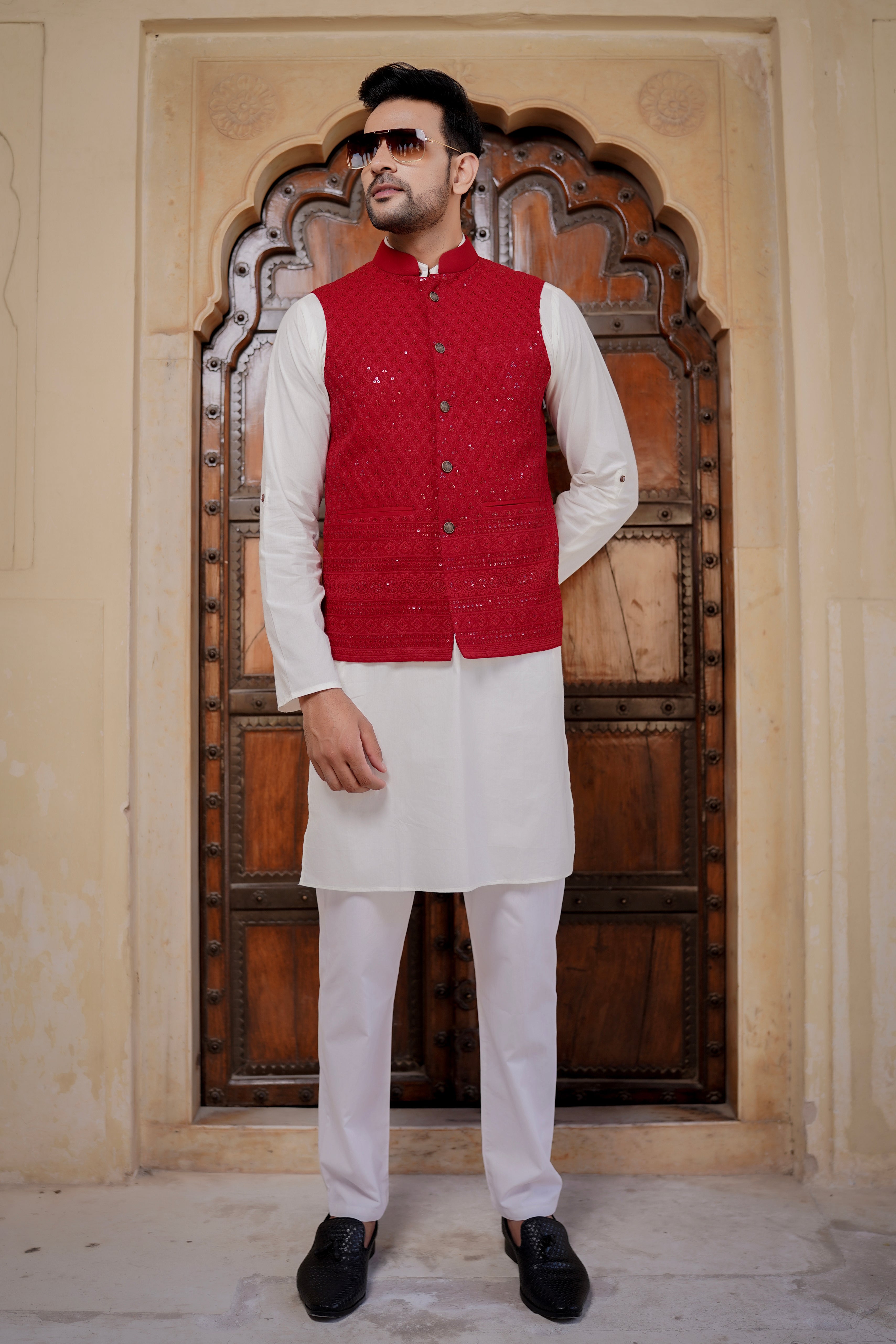 Maroon Heavy Embroidery Jacket