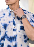 Blue and White Tie Dye Cotton Shirt