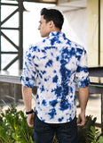 Blue and White Tie Dye Cotton Shirt