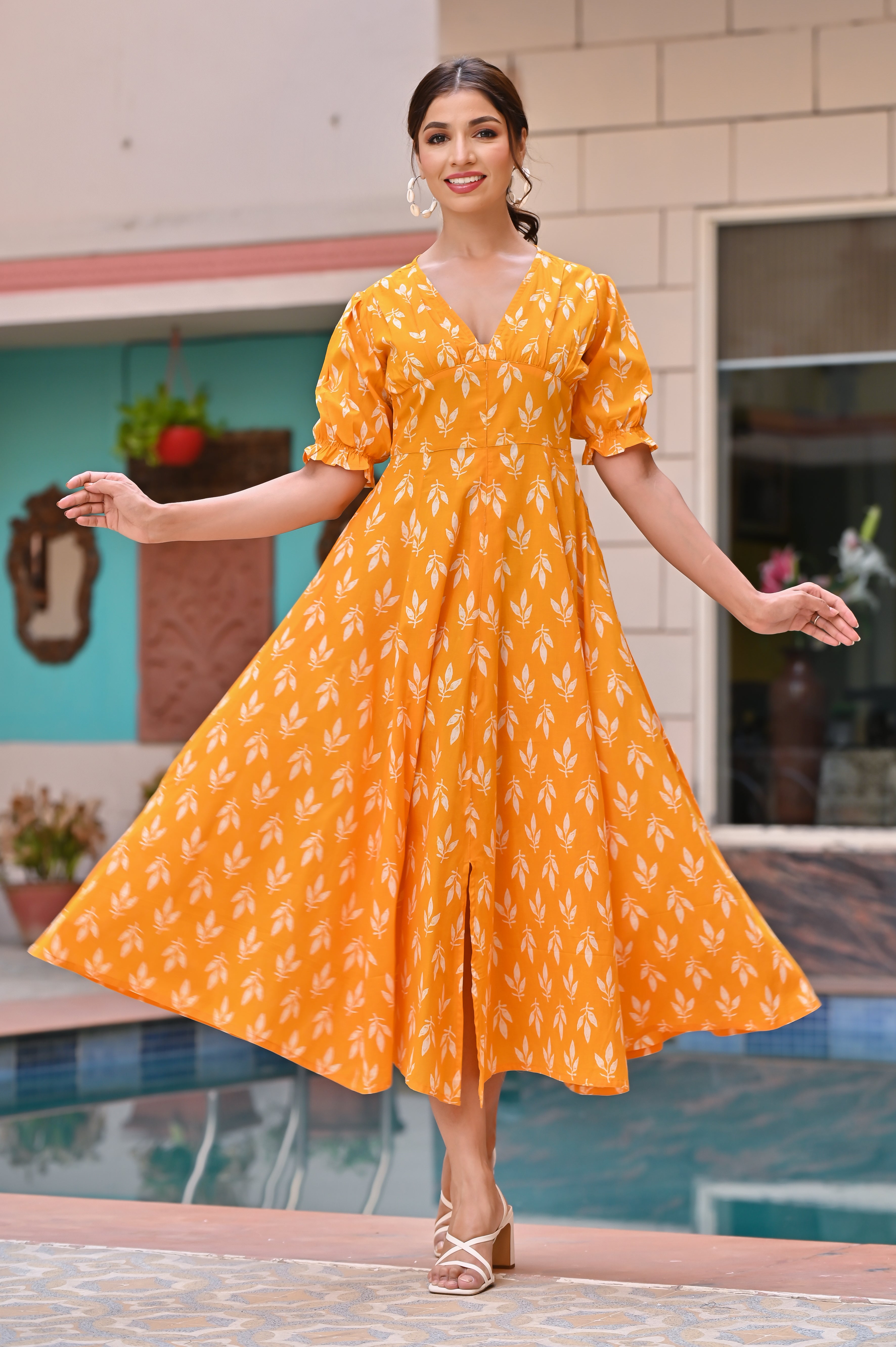 Sunshine Yellow Classy Cotton Dress – Hatheli