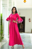 Peppy Pink Embroidered Rayon Dress