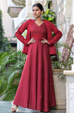 Sangira Red Dress With Embroidered Jacket