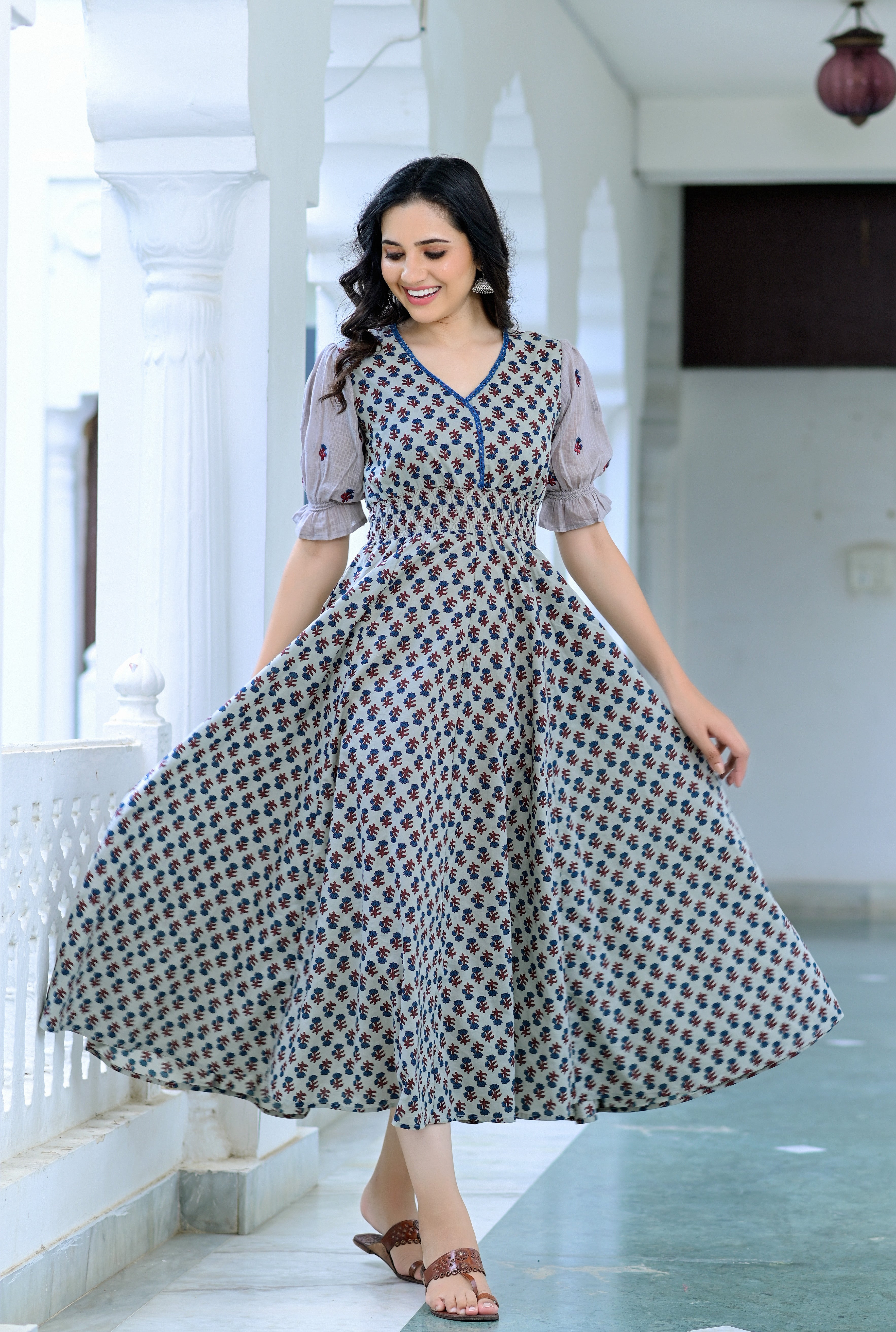Smoky Flared Cotton Dress Hatheli Smoky Flared Cotton Dress Hatheli