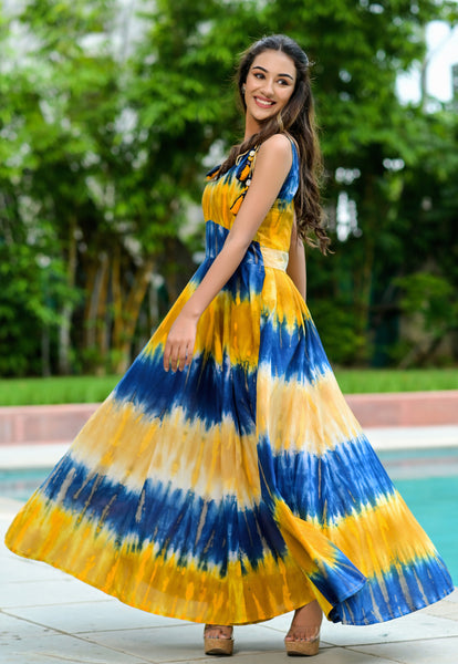 Tie Dye Maxi Flared Cotton Dress – Hatheli