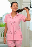 Pink Unicorn Embroidered Cotton Night Suit