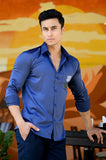Royal Blue Satin Hand Paint Shirt