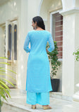 Arctic Blue Embroidered Suit Set