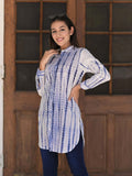 Blue & White Cotton Shibhori Long Shirt