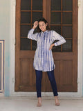 Blue & White Cotton Shibhori Long Shirt