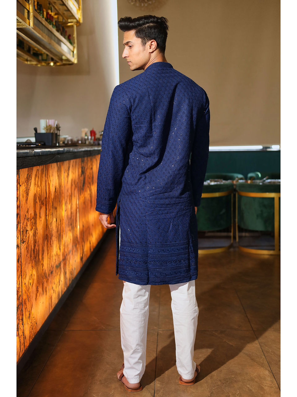 Heavy Embroidery Sequins Blue Kurta