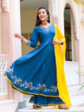 Blue Heavy Gota Patti Anarkali Suit Set