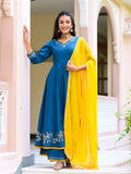 Blue Heavy Gota Patti Anarkali Suit Set