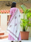 Pink Embroidered Kurta Sharara Suit Set