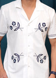 Embroiderd Spread Collor Cotton Casual Shirt