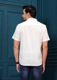 White Embroiderd Cotton Casual Shirt