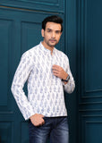 White Cotton Self design Kurta