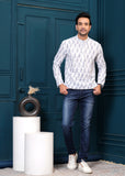 White Cotton Self design Kurta