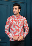 Cotton Red Printed Kurta