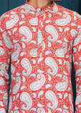 Cotton Red Printed Kurta