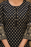 Black Ethnic Motif Printed Cotton Kurta Dupatta pant set