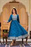 Yellow Rayon Yoke Golden Work Anarkali Dress