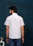 White Self Design Cotton Shirt