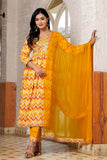 Yellow Cotton Yoke work Kurta Sets with Dupatta