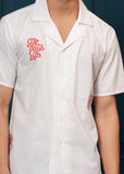 White Embroiderd Spread Collor Shirt