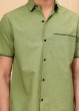 Green Self Design Shirt
