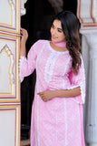 Pink Floral Straight Kurta Pant set With Dupatta