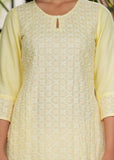 Hatheli's Women's Embroiderd Yellow Kurta