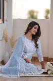 Sky blue Yoke work kurta pant set
