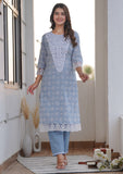 Sky blue Yoke work kurta pant set
