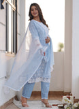 Sky blue Yoke work kurta pant set