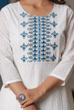 White Yoke Work Kurta Dupatta Sets