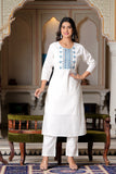 White Yoke Work Kurta Dupatta Sets