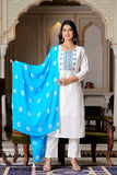 White Yoke Work Kurta Dupatta Sets