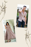 White Sequined Party wear Couple Set ( 1 Dress , 1 Shirts)
