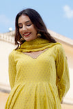 Golden Yellow Flared Anarkali Suit Set