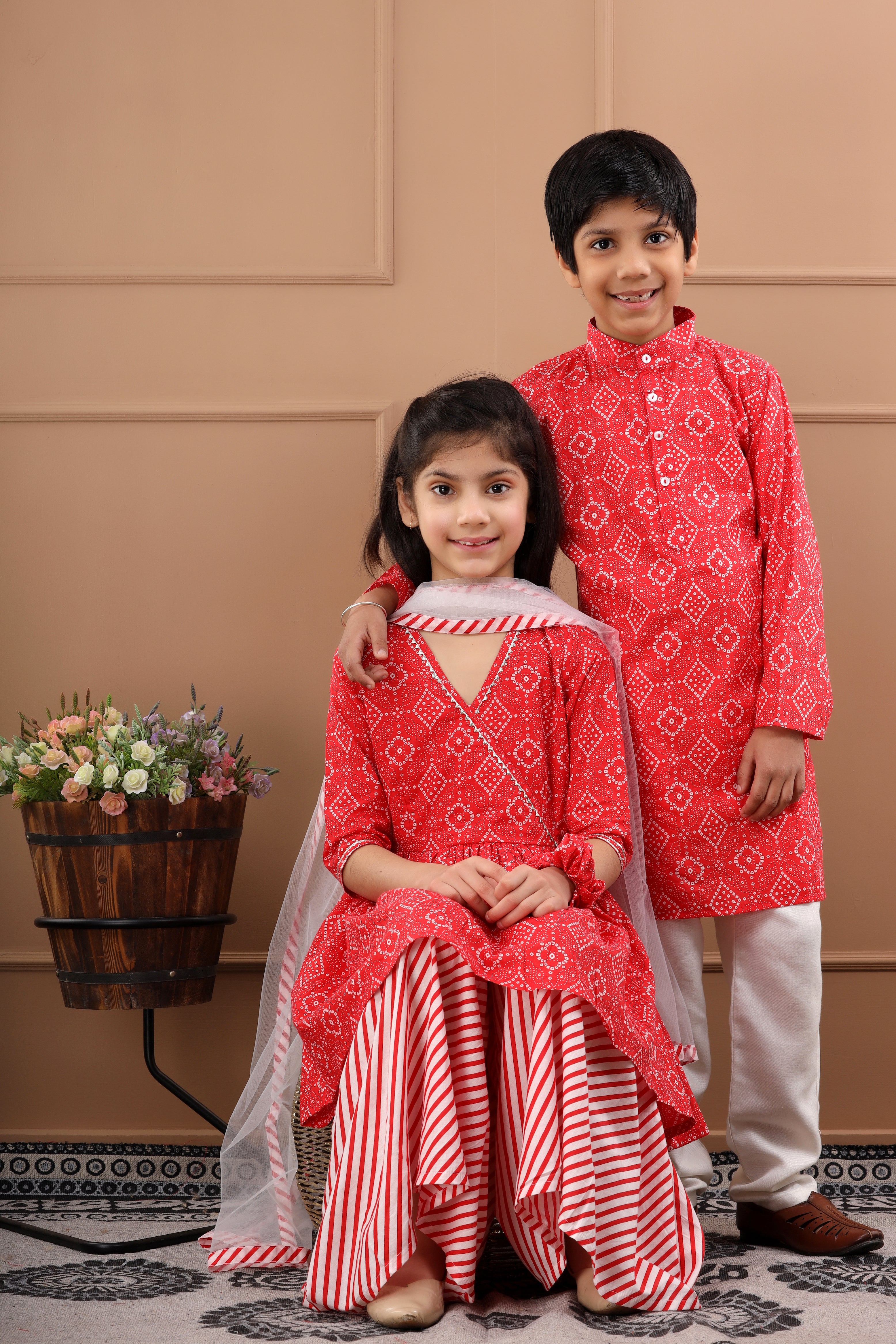Girls Pure Cotton Bandhani Sustainable Sharara Set