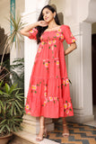 Hot Tiered Hand Painted Flared Cotton Dress