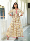 Floral Tiered Cotton Anarkali Dress