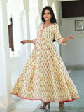 Floral Tiered Cotton Anarkali Dress