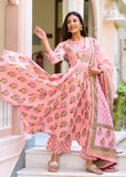 Peach Mughal Print Gota Patti Suit Set
