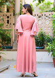 Mauve Flared Gota Work Dress