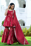 Maroon Hand Block Sharara Suit Set