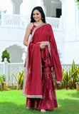 Maroon Hand Block Sharara Suit Set